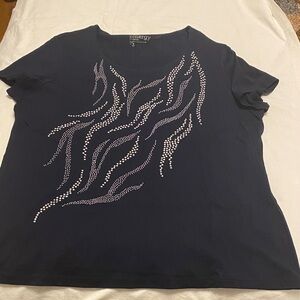 Zenergy Black Embellished Short Sleeve Top my